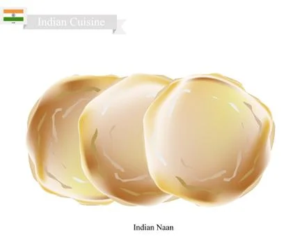 Naan or Indian Flat Bread on White Background Illustrazione stock
