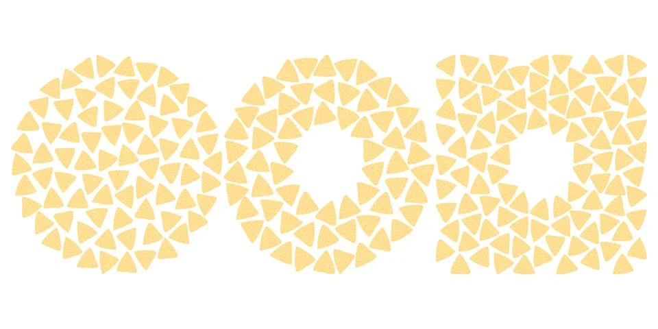 Nacho chips Circular and Square Frame Border Copy space Template and Round Illustrazione stock