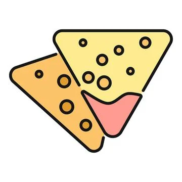 Nacho chips with salsa dip line icon Stock Illustration