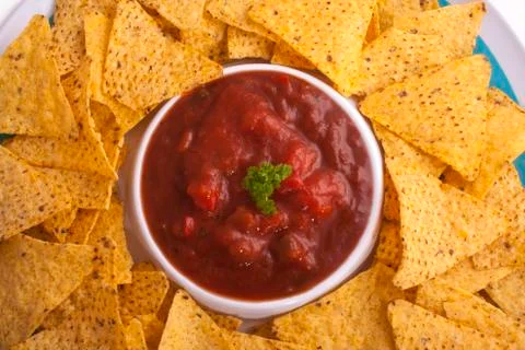 Nacho salsa dip Stock Photos