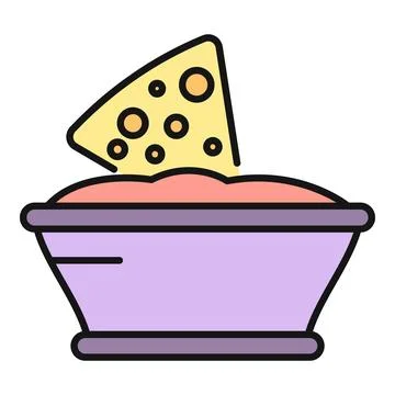 Nacho tortilla chip dipping in salsa bowl Stock Illustration