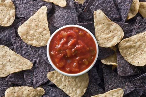Nachos and salsa Stock Photos