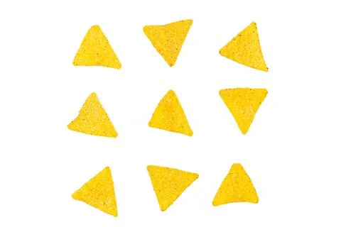 Nachos with cheese. Corn chips isolated on white background Stock Photos