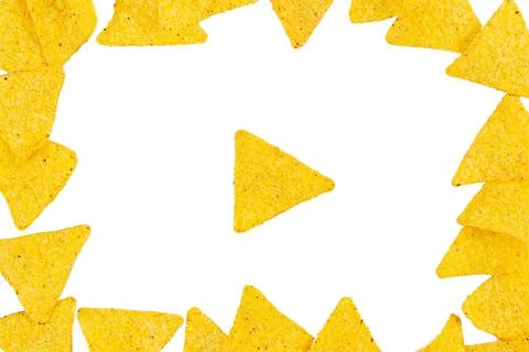 Nachos with cheese. Corn chips isolated on white background Stock Photos