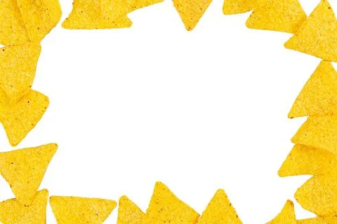 Nachos with cheese. Corn chips isolated on white background Stock Photos