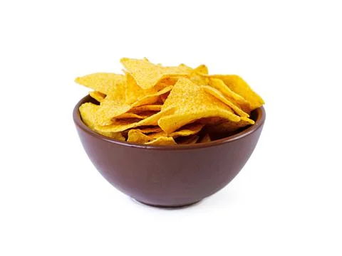Nachos with cheese. Corn chips isolated on white background Stock Photos