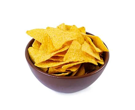 Nachos with cheese. Corn chips isolated on white background Stock Photos