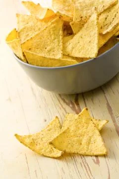 The nachos chips in bowl Stock Photos