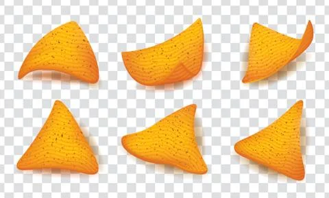 Nachos corn chips set on transparent background. Traditional Mexican food Stock Illustration