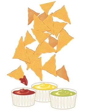 Nachos with dips Illustrazione stock