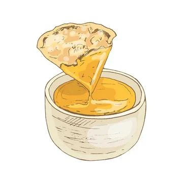 Nachos. Isolated on white background. Vector vintage hatching color illustr.. Stock Illustration