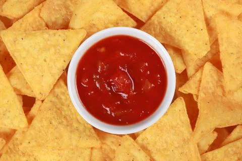 Nachos with salsa Stock Photos