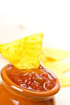 Nachos with salsa Stock Photos