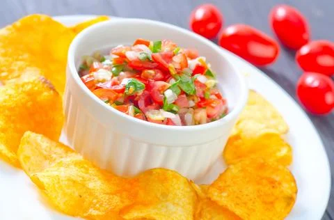 Nachos with salsa Stock Photos