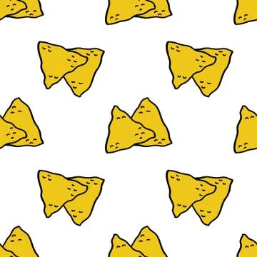 Nachos seamless doodle pattern, vector illustration Stock Illustration