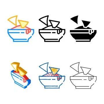 Nachos with spicy sauce color icon vector variants Illustrazione stock