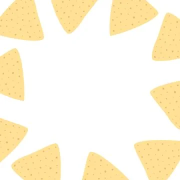 Nachos square frame border with copyspace. Isolated Decorative background Illustrazione stock