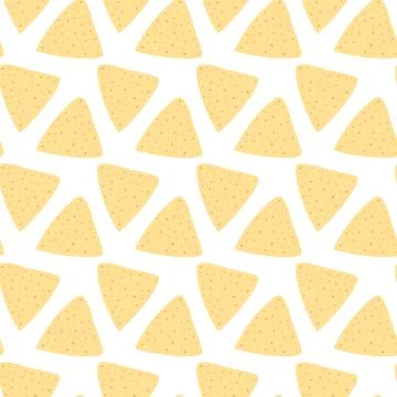 Nachos Tortilla chips Seamless pattern in trendy soft yellow Nachos Day Stock Illustration