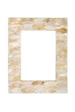 Nacreous shell picture frame, isolated on white 스톡 사진
