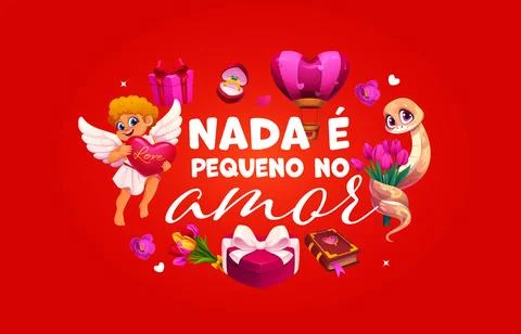 Nada e pequeno no amor Valentine day Spanish quote Stock Illustration