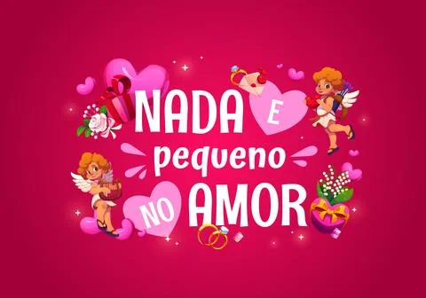 Nada e pequeno no amor quote of Valentine's holiay Stock Illustration