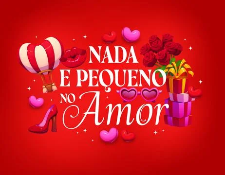 Nada e pequeno no amor Valentine's day quote Stock Illustration
