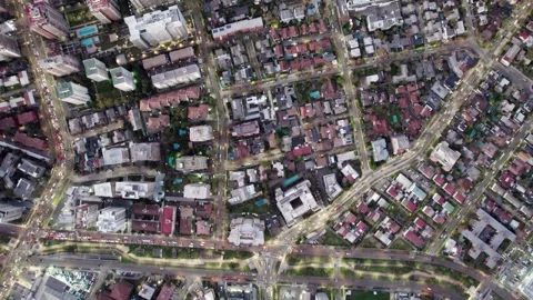 Nadir Aerial Drone View Of Las Condes Santiago de Chile At Sunset Stock Footage 344686232