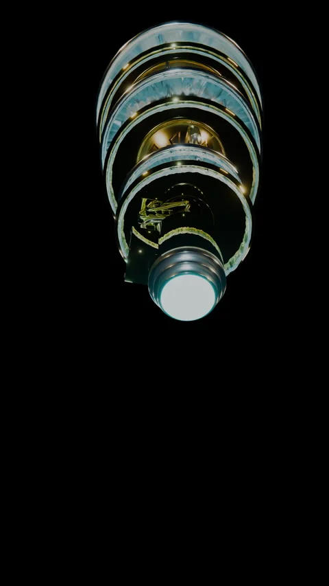 Nadir View Looking Up Into Quantum Chandelier, Vertical 9:16 4K Stock Footage 345540841