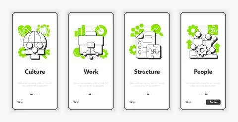 Nadler Tushman congruence framework mobile onboarding screen イラスト素材