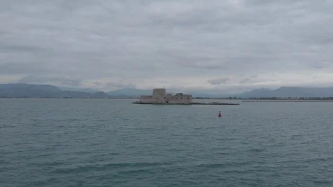 Nafplio-01 Approaching from the front Bourtzi castle Stock Footage 103364295