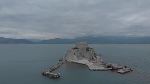 Nafplio-05 Left to right and counterclockwise Bourtzi castle Stock Footage 103364235