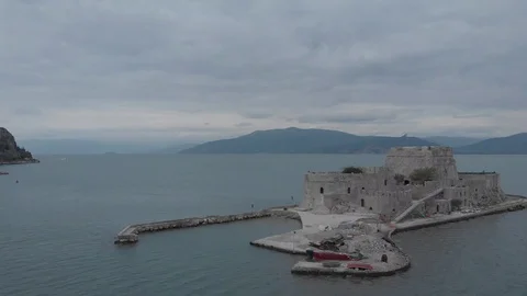 Nafplio-07 Left to right and counterclockwise Bourtzi castle 库存影片 103364215