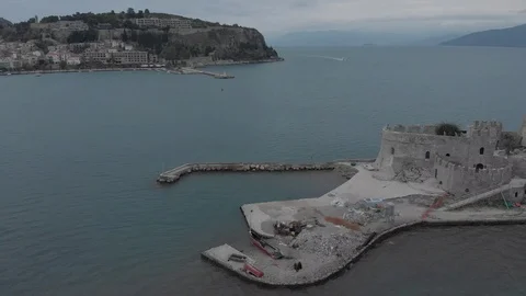 Nafplio-08 Left to right above the sea back from Bourtzi castle Stock Footage 103364203