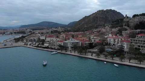 Nafplio-10-CG Clockwise and right to left showing the city and Palamidi castle Stock Footage 103364144