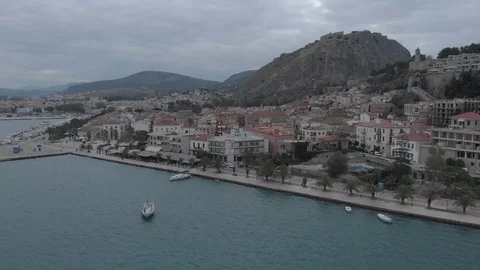 Nafplio-10 Clockwise and right to left showing the city and Palamidi castle Stock Footage 103364171