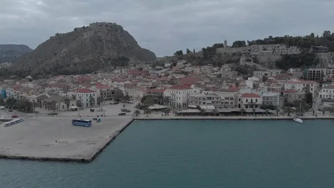 Nafplio-11 Right to left from the seashore showing the urban setting Stock Footage 103364133