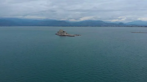 Nafplio-13-CG Right to left and clockwise showing Bourtzi castle Stock Footage 103364116