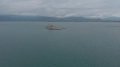 Nafplio-13 Right to left and clockwise showing Bourtzi castle Stock Footage 103364126