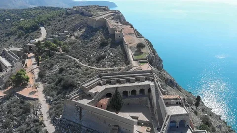 Nafplio-23-CG Right to left Palamidi castle Stock Footage 103363906