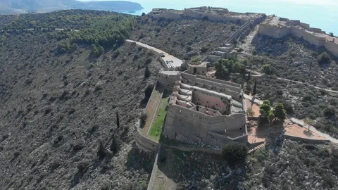 Nafplio-24-CG Left to right Palamidi castle Stock Footage 103363873