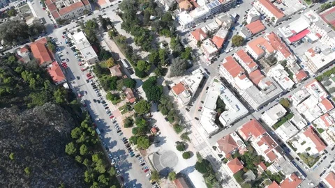 Nafplio-28-CG Bottom to top showing the city, the sea and the castles Stock Footage 103363801