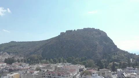 Nafplio-32 Left to right showing the urban setting and the Palamidi castle Stock Footage 103363643