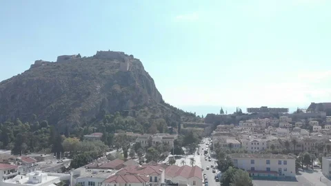 Nafplio-33 Left to right showing the urban setting and the Palamidi castle Stock Footage 103363622