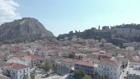 Nafplio-35 Right to left showing the urban setting and the Palamidi castle Stock Footage 103363526