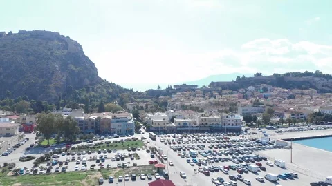 Nafplio-38-CG Right to left and clockwise showing the urban setting Stock Footage 103363478
