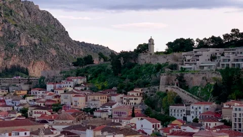 Nafplio Old Town and The Clocktower, Acronauplia, Peloponnese, Greece 库存影片 345148164