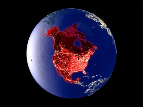 NAFTA memeber states on Earth from space Stock Illustration