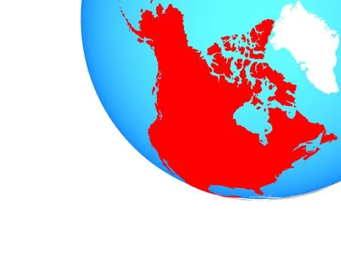 NAFTA memeber states on globe Stock Illustration