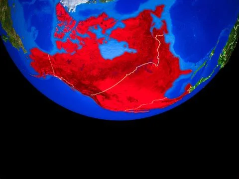 NAFTA memeber states from space on Earth Stock Illustration