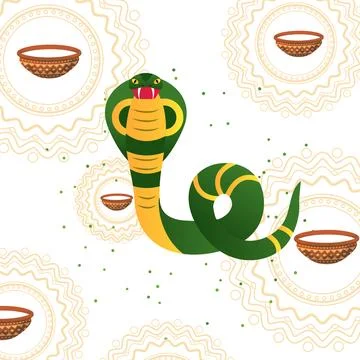 Nag Panchami vector flat illustration, isolated on the white background Stock Illustration